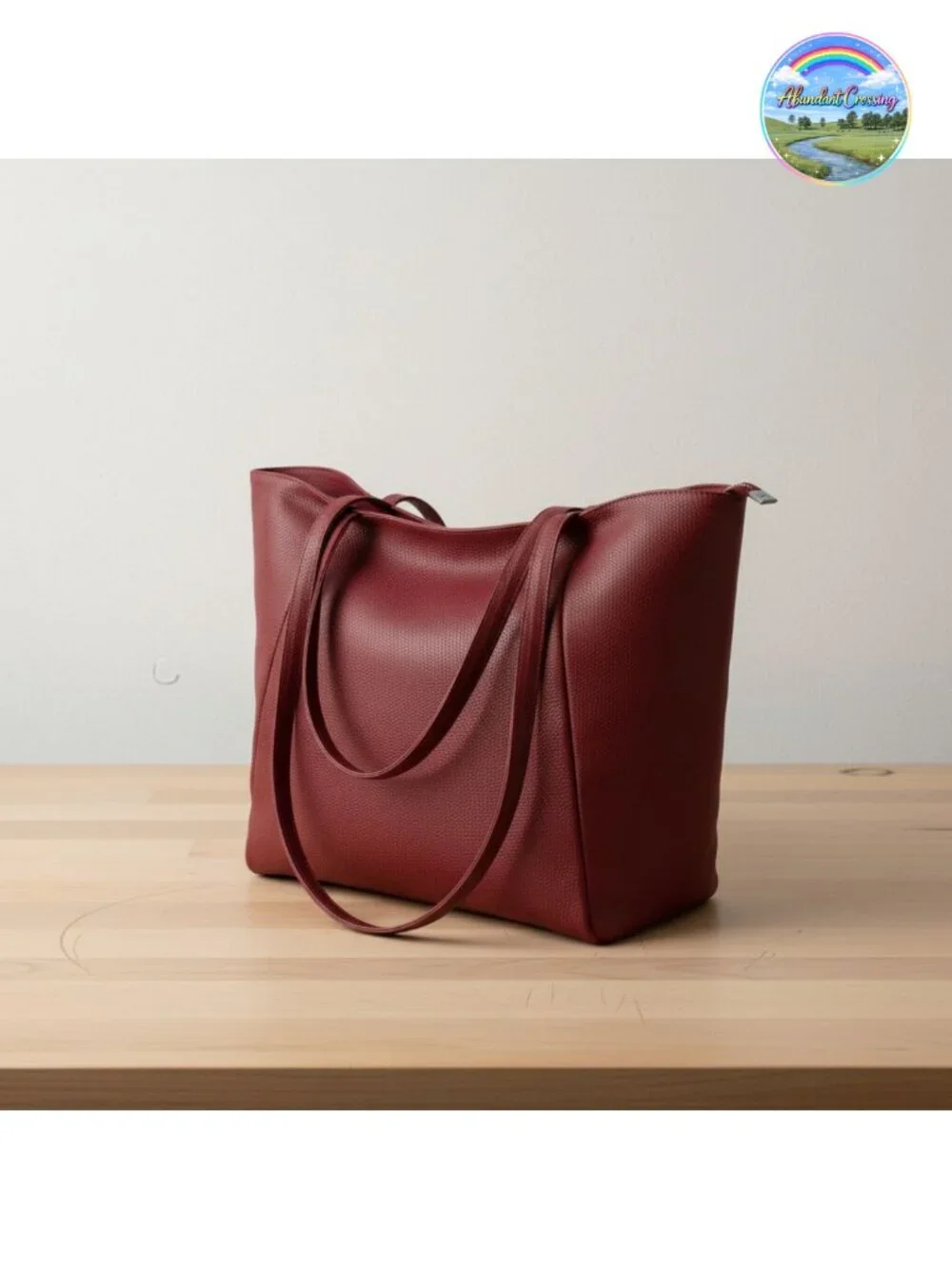 Vegan Leather Tote Bag Large 16L Zipper Work Weekender